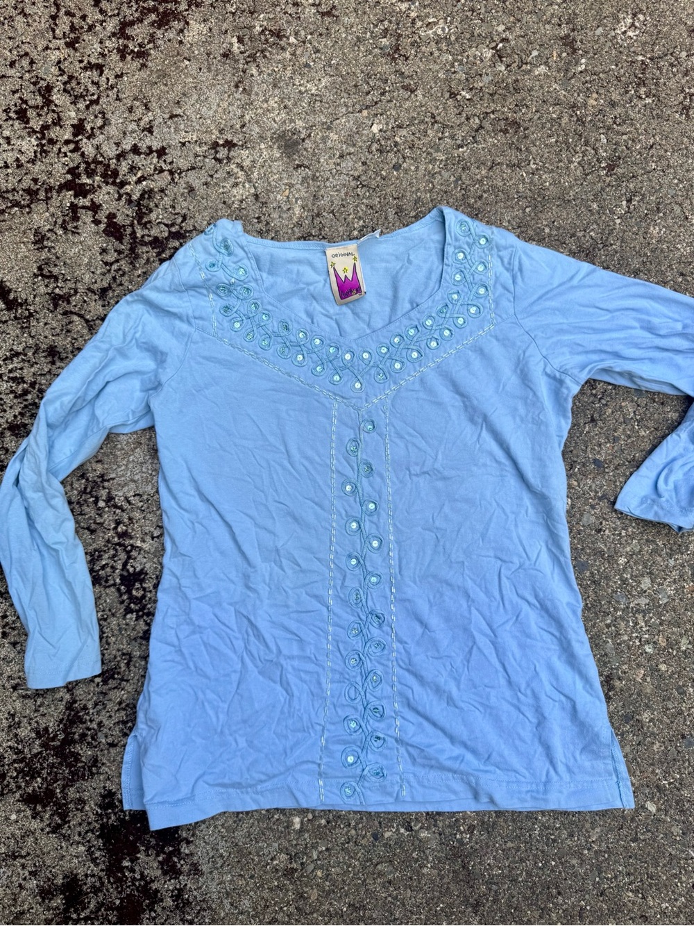 Y2K Style Anthony Blue Top with Sequins